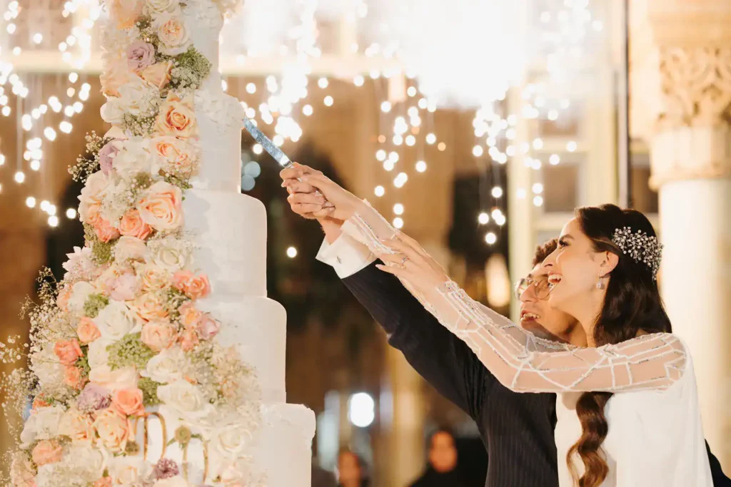 celebration moment wedding cake cutting marrakech