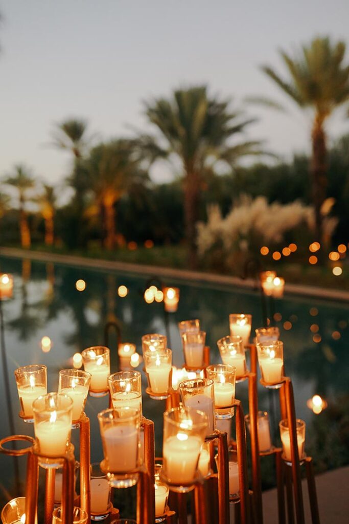 decoration de bougies elegante pour mariage a Marrakech