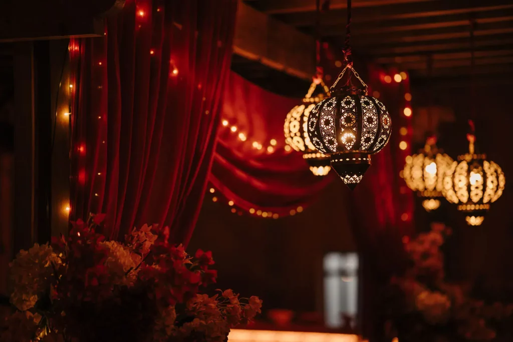 luxury red themed wedding decor