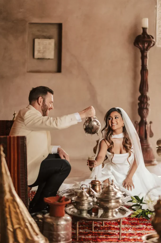 married couple in moroccan style decor