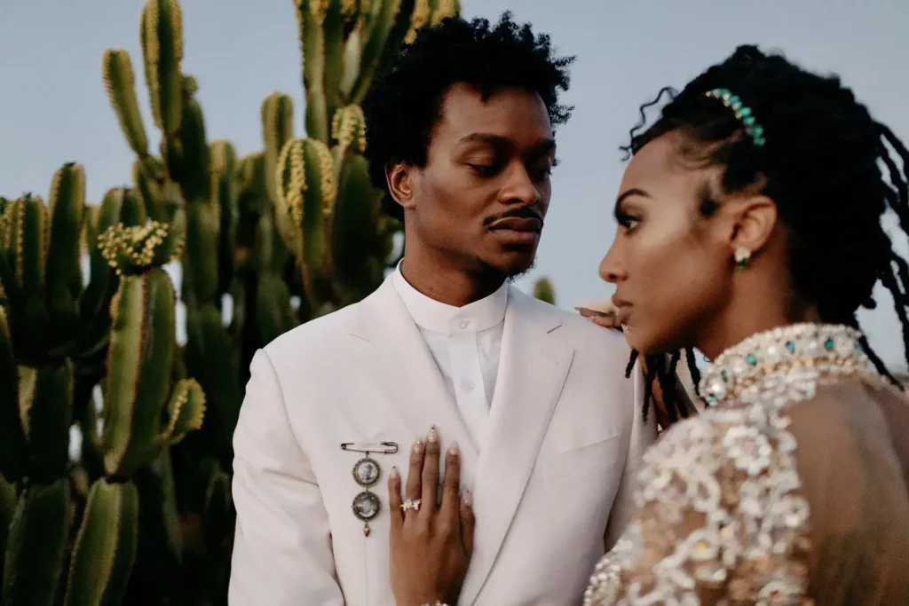 romantic african couple marrakech wedding