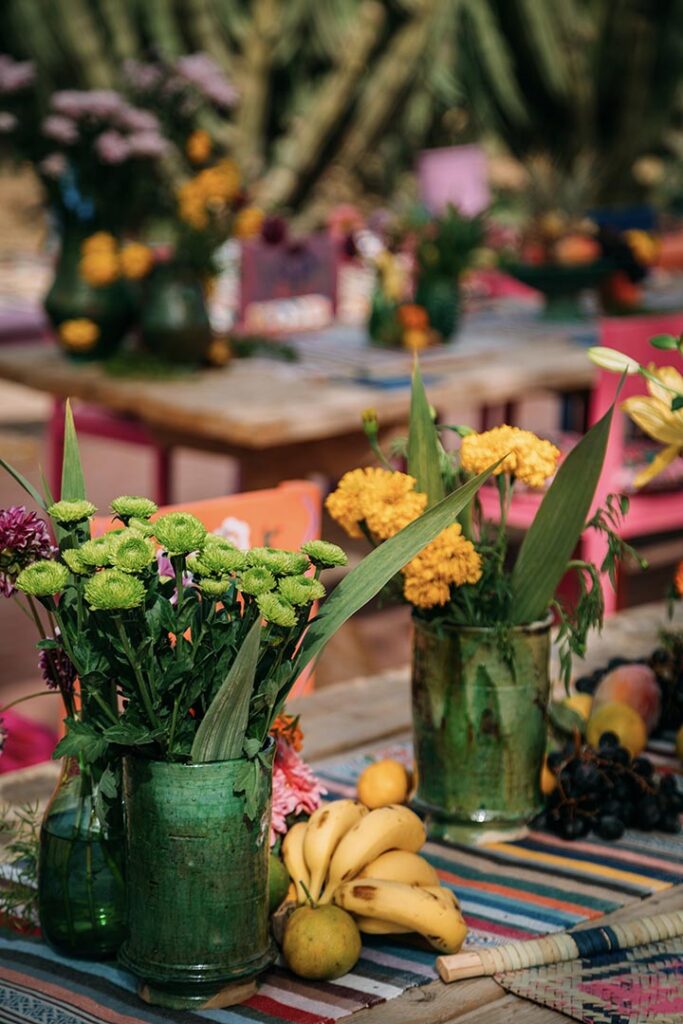 elegant table rare flowers fruits event